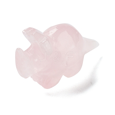 Natural Rose Quartz Carved Healing Rhinoceros Figurines DJEW-P016-01E-1