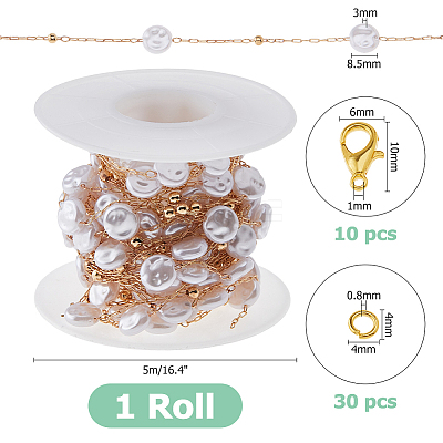 DIY Brass ABS Imitation Pearl Bead Handmade Chains Necklaces Making Kits DIY-HS0001-65D-1
