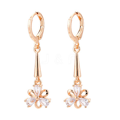 Brass Micro Pave Cubic Zirconia Dangle Leverback Earrings EJEW-N058-06G-1