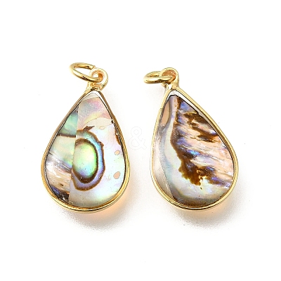 Natural Paua Shell & Epoxy Resin Pendants KK-E794-02G-02-1