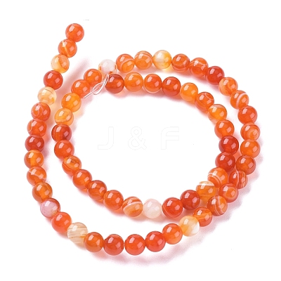Natural Striped Agate/Banded Agate Beads Strands G-G582-6mm-62-1