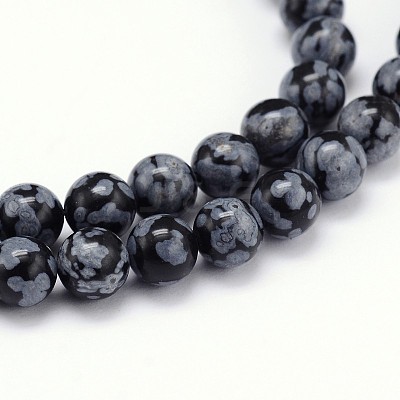 Natural Snowflake Obsidian Round Bead Strands G-J303-09-10mm-1