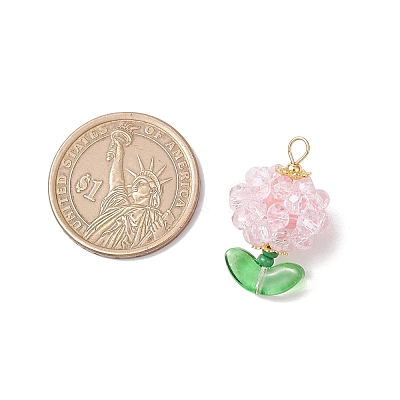 Flower Glass Pendants PALLOY-MZ00805-02-1