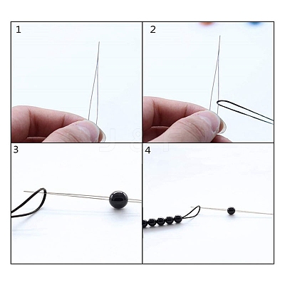 Tarnish Resistant Stainless Steel Collapsible Big Eye Beading Needles SENE-PW0013-02F-1