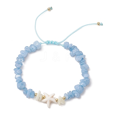 4Pcs Natural Gemstone Chip Braided Bead Bracelets BJEW-JB11540-02-1
