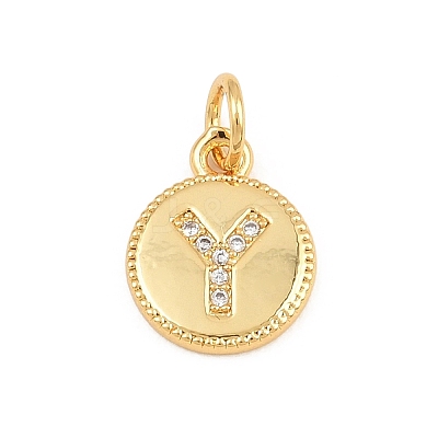 Brass Micro Pave Clear Cubic Zirconia Charms CU-CBA56CE-12G-Y-1