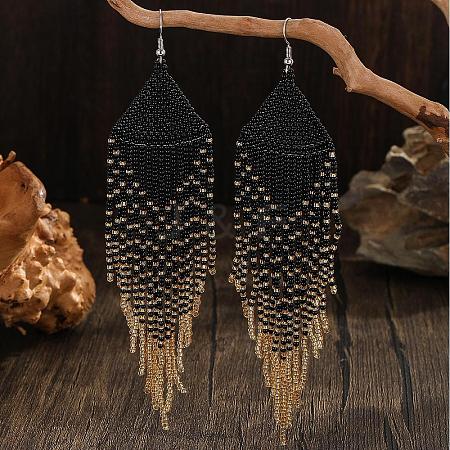 Bohemian Style Black Fringe Dangle Earrings FQ3351-1