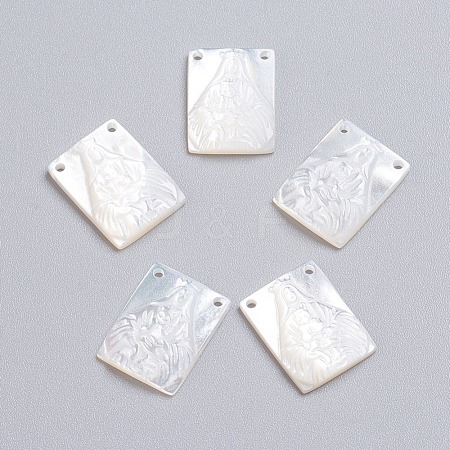 Natural White Shell Mother of Pearl Shell Pendants SSHEL-I024-09-1