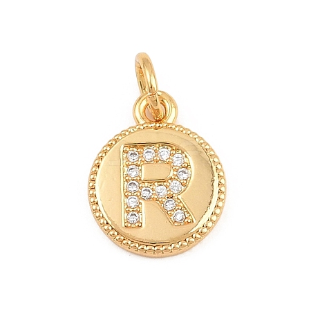 Brass Micro Pave Clear Cubic Zirconia Charms CU-CBA56CE-12G-R-1