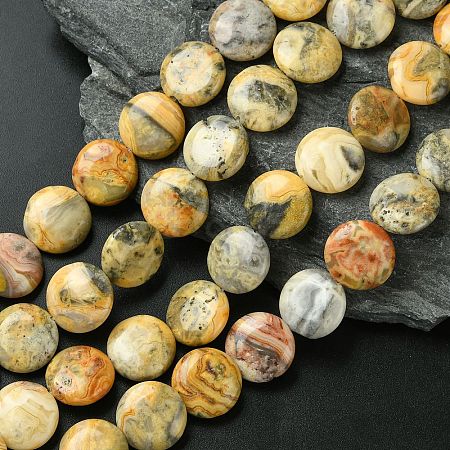 Flat Round Natural Crazy Lace Agate Beads Strands G-S110-05-1