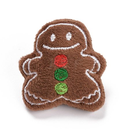 Gingerbread Man Cotton & Non-Woven & Velvet Fabric Brooch JEWB-A003-11-1