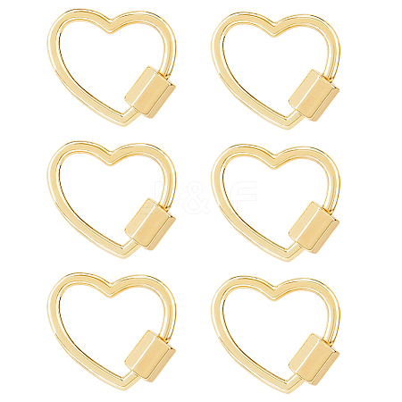 6Pcs Brass Screw Carabiner Lock Charms KK-HS0001-38-1
