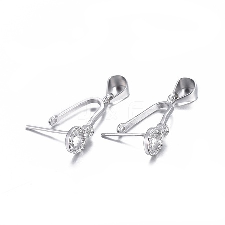Anti-Tarnish Rhodium Plated 925 Sterling Silver Pendant Bails X-STER-L058-015P-1