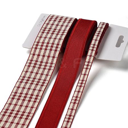 9 Yards 3 Styles Tartan Print Polyester Ribbon SRIB-C002-01G-1