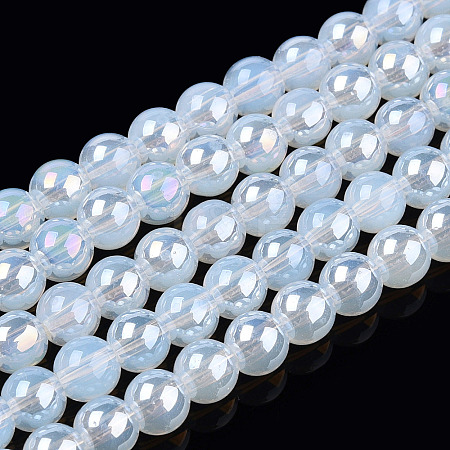 Electroplate Imitation Jade Glass Beads Strands GLAA-T032-J4mm-AB02-1