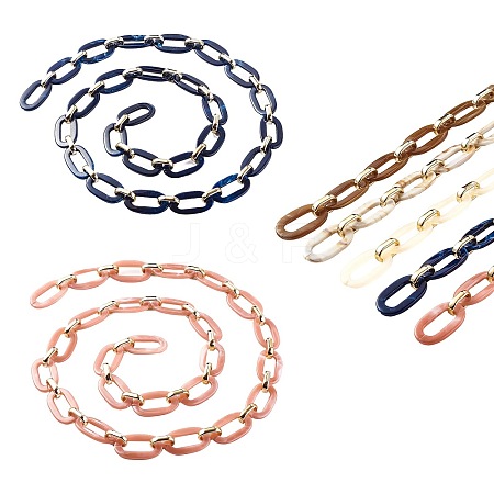 5 Strands 5 Colors Handmade Acrylic Cable Chains CHAC-SZ0001-02-1