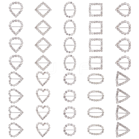   36pcs 9 style Brass Crystal Rhinestones Slide Heart Buckles KK-PH0001-87-1