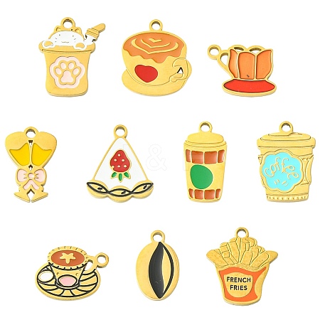 10Pcs 10 Styles 304 Stainless Steel Charms STAS-CJ0003-35-1