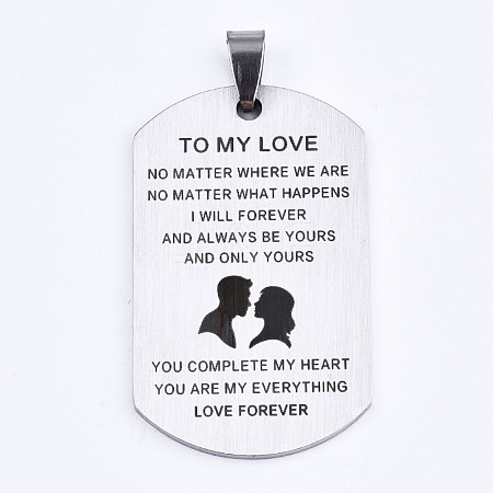 Non-Tarnish 201 Stainless Steel Quote Pendants STAS-T044-233P-1