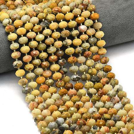 Natural Yellow Crazy Agate Beads Strands G-P573-A20-01-1