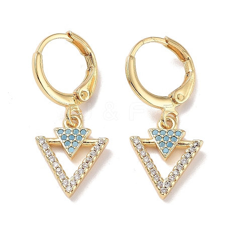 Real 18K Gold Plated Brass Dangle Leverback Earrings EJEW-L269-022G-1