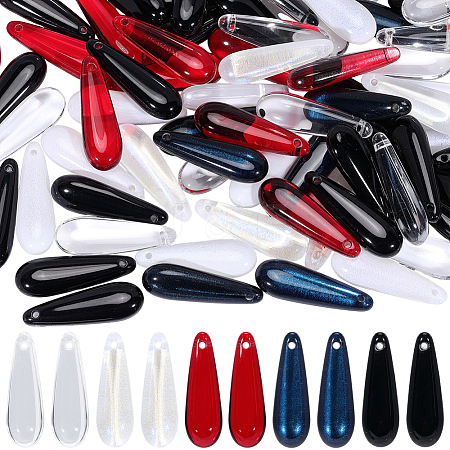 100Pcs 5 Colors Baking Paint Transparent Glass Pendants FIND-SC0023-47B-1
