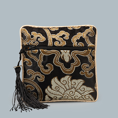 Chinese Style Square Cloth Zipper Pouches CON-PW0001-090F-1