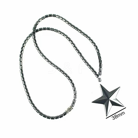Vintage Synthetic Non-magnetic Hematite Pendant Column Beaded Necklaces IV0667-3-1
