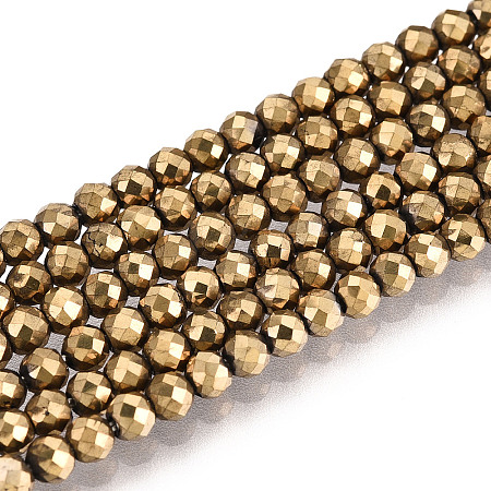 Electroplate Glass Beads Strands GLAA-H021-01B-FP07-1