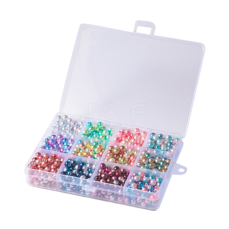 Rainbow ABS Plastic Imitation Pearl Beads OACR-YW0001-02A-1