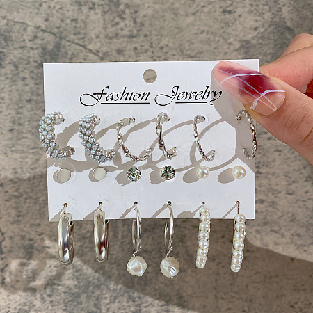 Alloy & Plastic Pearl Earring Sets WG17A46-29-1