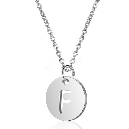 Non-Tarnish 201 Stainless Steel Initial Pendants Necklaces NJEW-S069-TN507-F-1