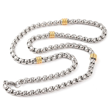 304 Stainless Steel Box Chain Necklaces for Women NJEW-G140-03GP-1