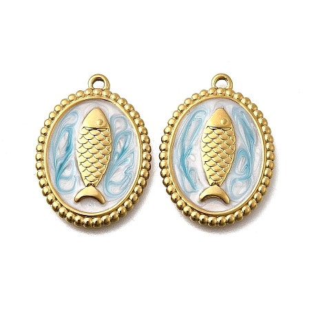 304 Stainless Steel Enamel Pendants STAS-Z163-21G-05-1