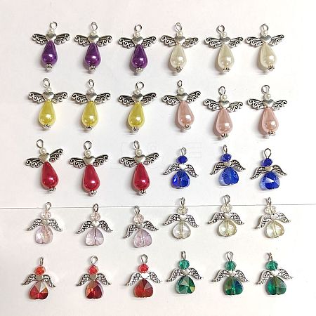 SUNNYCLUE 30Pcs 2 Style Imitation Pearl Acrylic & Electroplate Glass Pendants FIND-SC0004-07-1