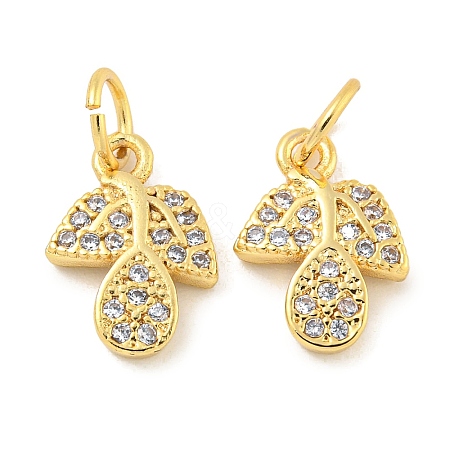 Rack Plating Brass Micro Pave Clear Cubic Zirconia Pendants KK-B093-05G-1