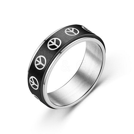 Peace Sign Titanium Steel Rotating Finger Ring PW-WG33148-04-1