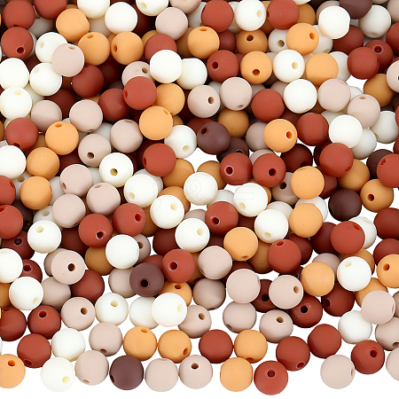 500Pcs Rubberized Style Imitated Silicone Acrylic Beads MACR-SP0001-07D-1