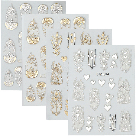 4Pcs 4 Styles Branch Self Adhesive PET Nail Art Stickers Decals MRMJ-SP0001-18-1