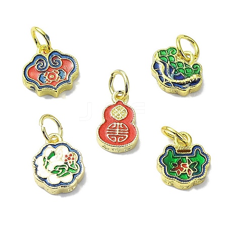 Rack Plating Brass Enamel Pendants KK-M282-06G-1