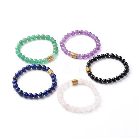 Natural Mixed Stone Stretch Bracelet BJEW-JB06569-1