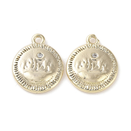 Brass Micro Pave Clear Cubic Zirconia Charms KK-G491-05G-1