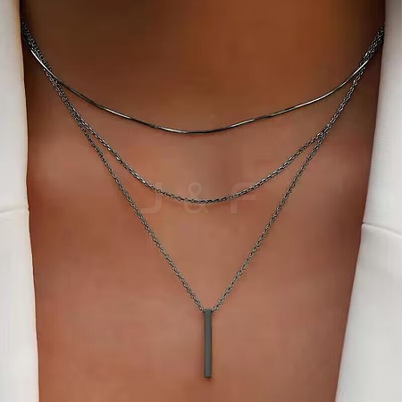 Alloy 3 Layer Necklaces for Women WG9523E-14-1