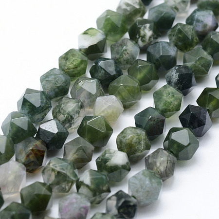 Natural Moss Agate Beads Strands G-F523-37-10mm-1