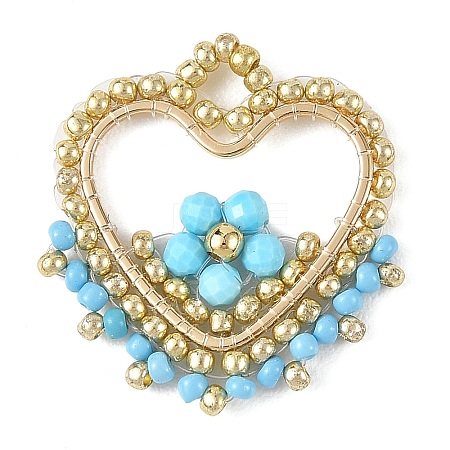Dyed Natural Magnesite Faceted Round Beaded Copper Wire Wrapped Pendants PALLOY-MZ01400-03-1