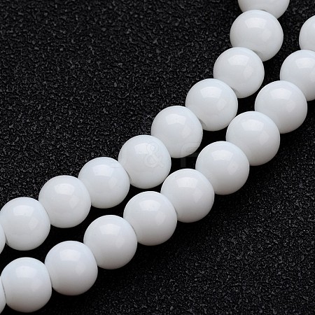Opaque Color Glass Round Bead Strands X-GLAA-I026-4mm-02-1