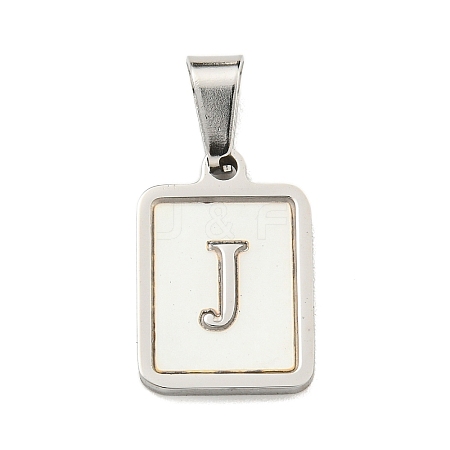 304 Stainless Steel Pave Natural White Shell Pendants STAS-S130-03P-J-1