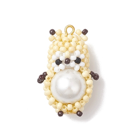 Glass Seed Beaded Hamster Pendants PALLOY-MZ01035-01-1
