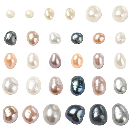 30Pcs 3 Colors Natural Cultured Freshwater Pearl Beads PEAR-YW001-02-1