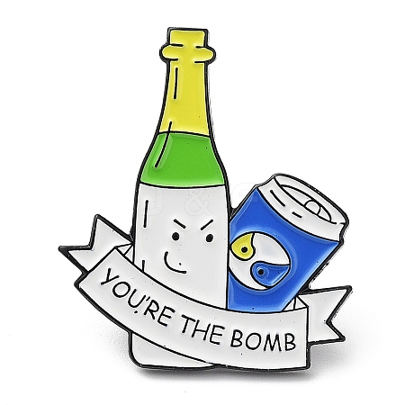 Bottle & Can & Word You're The Bomb Enamel Pins JEWB-P020-B05-1